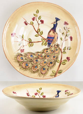 Peacock 16" Large Salad Serving Bowl