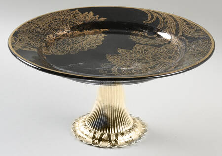 Gilded Noel Cake Stand with 4"-5" Metal Pedestal  Hc