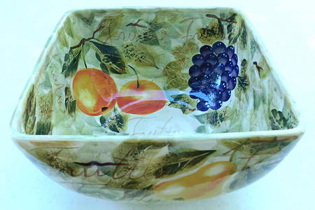 Mixed Fruits 10" Square Vegetable Bowl