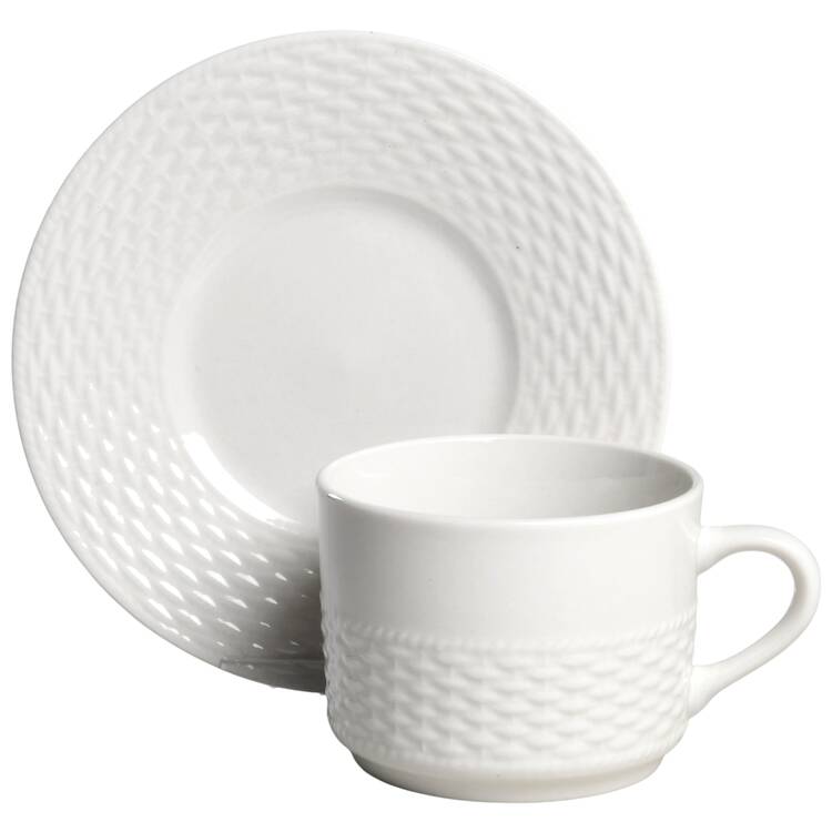 Basketweave Flat Cup & Saucer Set