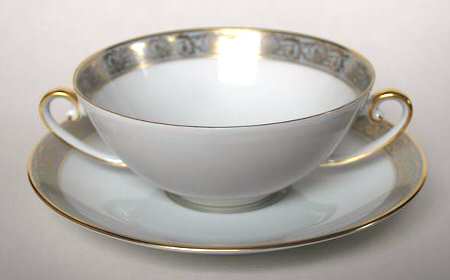TIR549 Footed Cream Soup Bowl & Saucer Set
