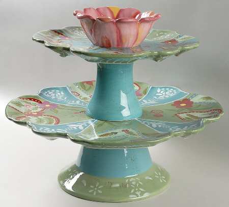 Marisol 3 Piece Stacking Server (16"&12"Cake Stand & Bowl)