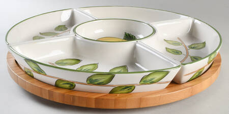 Lemon Wreath Lazy Susan-6 Pc(4 Sides, Center & Wood Base)
