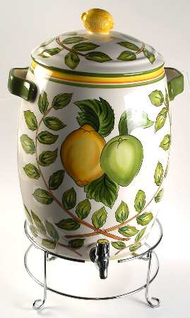 Lemon Wreath 3-Piece Samovar with Stand Set