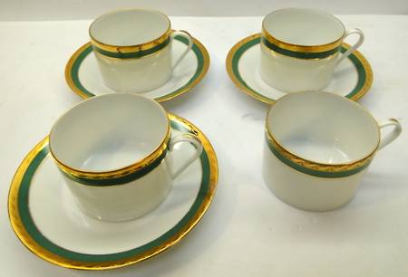 Green Band Flat Cup & Saucer Set