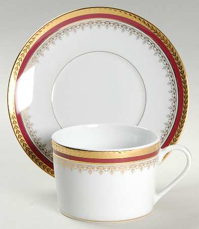 Couronne de Monaco (Red) Flat Cup & Saucer Set