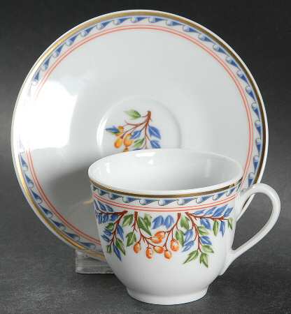 Coteaux de Sevres Flat Demitasse Cup & Saucer Set