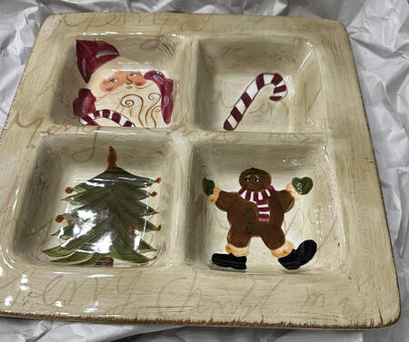 Old World Santa Divided 4-Part Square Platter
