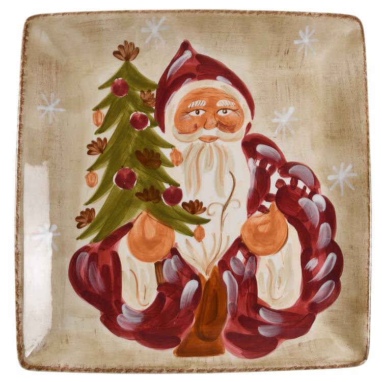 Old World Santa 14" Square Platter