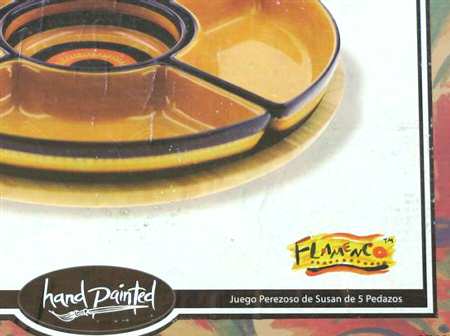 Flamenco Lazy Susan-6 Pc(4 Sides, Center & Wood Base)
