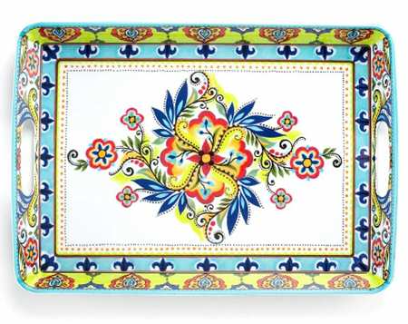 Bocca 18" Rectangular Handled Serving Melamine Tray