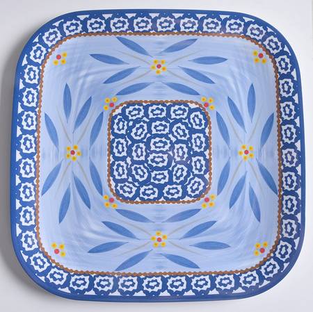 Old World Blue Square Melamine Dinner Plate