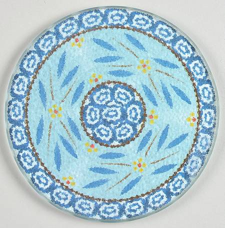 Old World Blue Round Glassware Trivet