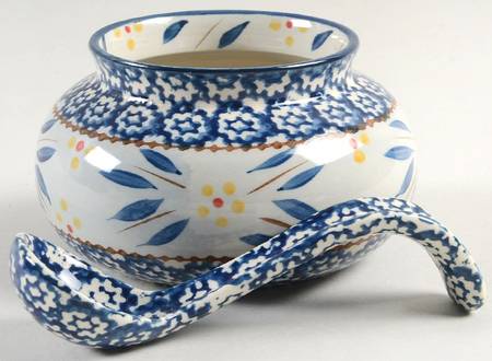 Old World Blue Individual Soup Server & Spoon Set