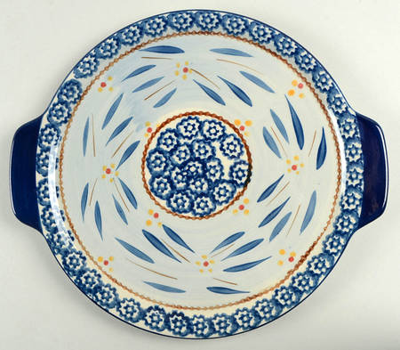 Old World Blue 11" Round Lid-It (Trivet,Tray,Baker Lid)