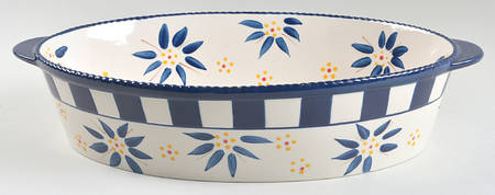 Old World Blue 15" Oval Baker