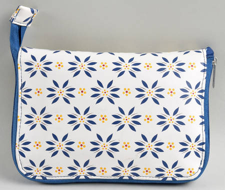Old World Blue Vinyl Zippered Storage Pouch