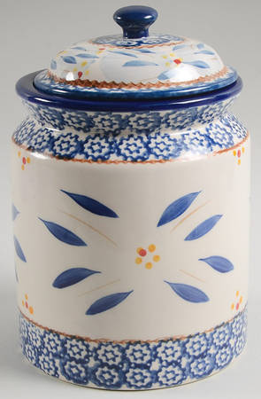 Old World Blue Cookie Jar & Lid