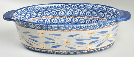 Old World Blue 12" Oval Baker