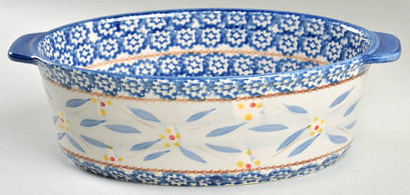 Old World Blue 10" Oval Baker