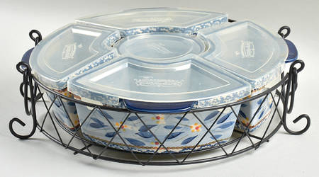 Old World Blue (11 Pc) Baker & Ramekins Set (Chip & Dip)