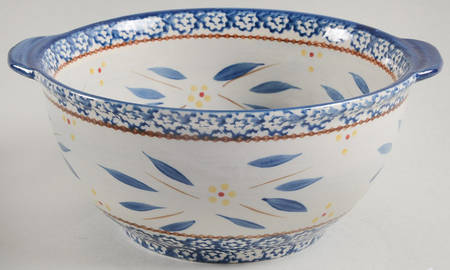 Old World Blue 9" Handle Round Serving Bowl