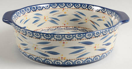 Old World Blue 11" Round Handled Baker