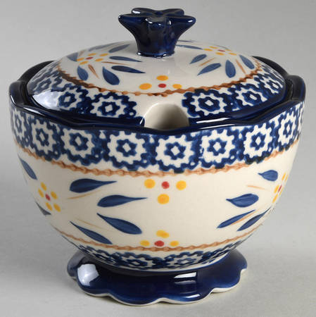 Old World Blue Sugar Bowl & Lid