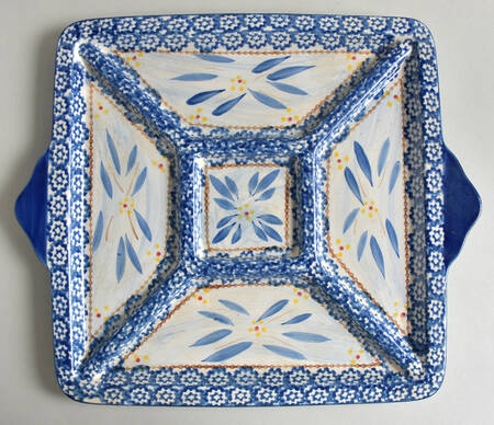 Old World Blue 13" Square Divided Lid-It (Tray Or Baker Lid)