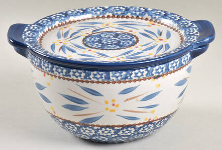 Old World Blue 1 Qt Round Covered Casserole