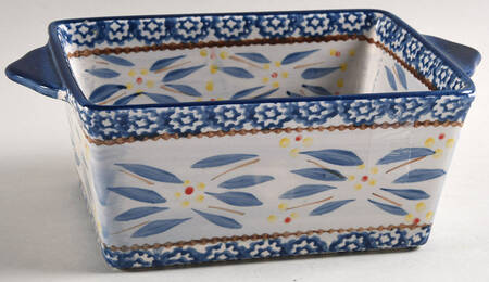 Old World Blue 8" Handled Rectangular Baker