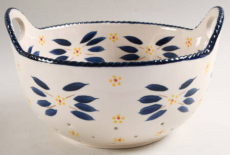 Old World Blue Ceramic Colander