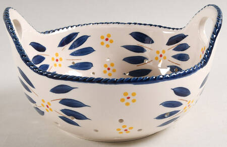Old World Blue Ceramic Colander