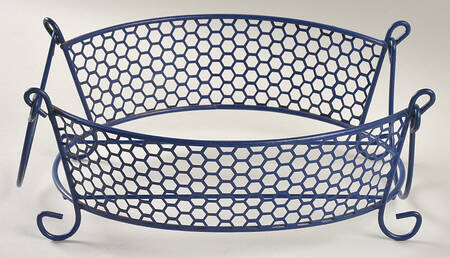 Old World Blue Stand-Metal/2.5q-Oval Casserol