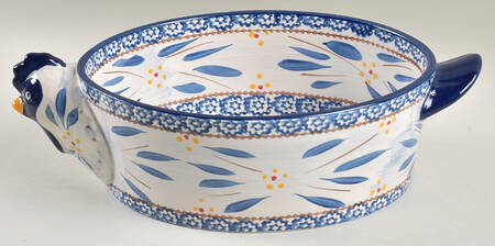 Old World Blue 2.5 Quart Oval Covered Casserole No Lid