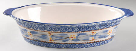 Old World Blue 2 Quart Oval Covered Casserole No Lid