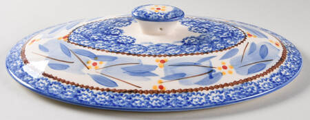 Old World Blue Lid for 2 Quart Oval Covered Casserole