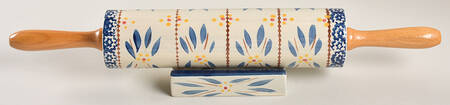 Old World Blue Rolling Pin & Stand