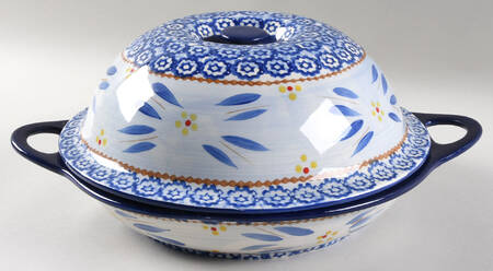 Old World Blue Shallow Baker & Lid/Bowl