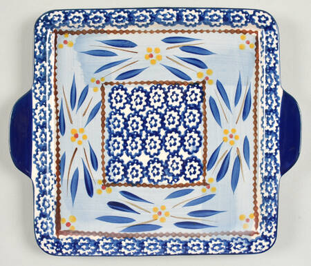 Old World Blue 9" Square Lid-It (Trivet, Tray, Lid)