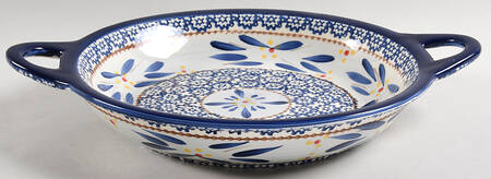 Old World Blue 13" Round Shallow Baker