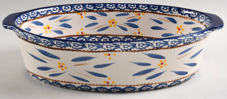Old World Blue 13" Oval Baker