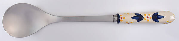 Old World Blue Salad Serving Spoon with Stainless Bowl