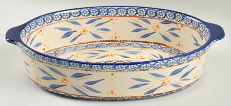 Old World Blue 14" Oval Baker