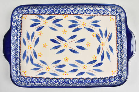 Old World Blue 15" Rectangular Lid-It (Trivet, Tray, Baker Lid)