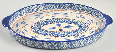 Old World Blue Lid-It for 14" Oval Baker