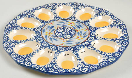 Old World Blue Deviled Egg Plate