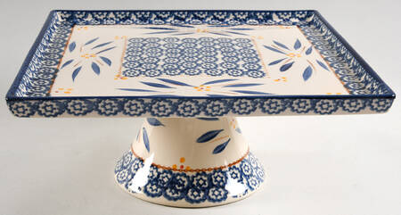 Old World Blue Square Pedestal Server/Cake for 6 Piece Pedestal Server/Cake Set