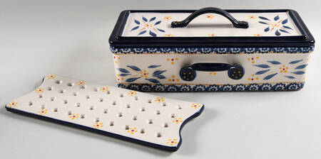 Old World Blue Multifunctional Baker & Lid with Drip Tray