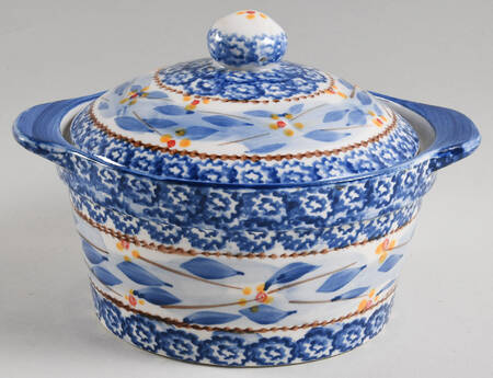 Old World Blue 1 Qt Round Covered Casserole
